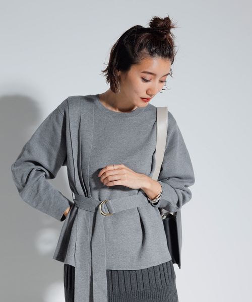 LADYMADE(レディメイド)の「カシミア混ショルダーベルトニットプルオーバー(ニット/セーター・レディース・ベージュ/グレー/パープル系その他・FREE)」の1枚目の写真