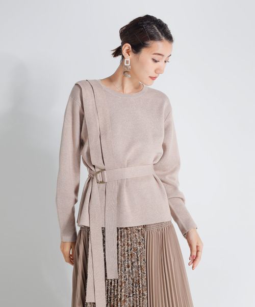 LADYMADE(レディメイド)の「カシミア混ショルダーベルトニットプルオーバー(ニット/セーター・レディース・ベージュ/グレー/パープル系その他・FREE)」の9枚目の写真