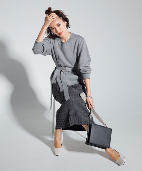 LADYMADE(レディメイド)の「カシミア混ショルダーベルトニットプルオーバー(ニット/セーター・レディース・ベージュ/グレー/パープル系その他・FREE)」の11枚目の写真