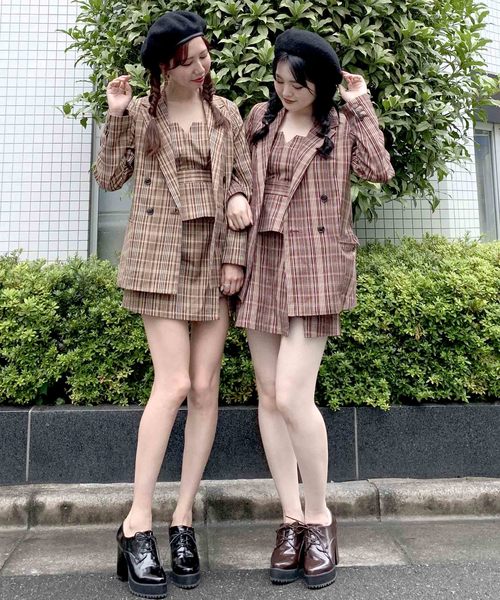 archives（アルシーヴ）の「【SETUPにも】先染めチェックスカパン（スカート・レディース・キャメル/ワイン・MEDIUM）」の11枚目の写真