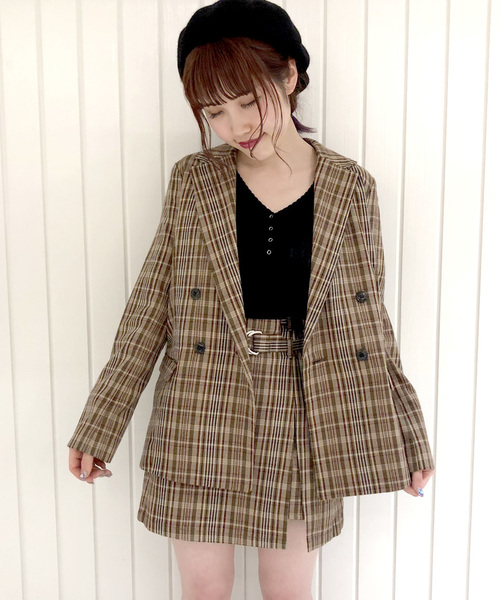 archives（アルシーヴ）の「【SETUPにも】先染めチェックスカパン（スカート・レディース・キャメル/ワイン・MEDIUM）」の14枚目の写真