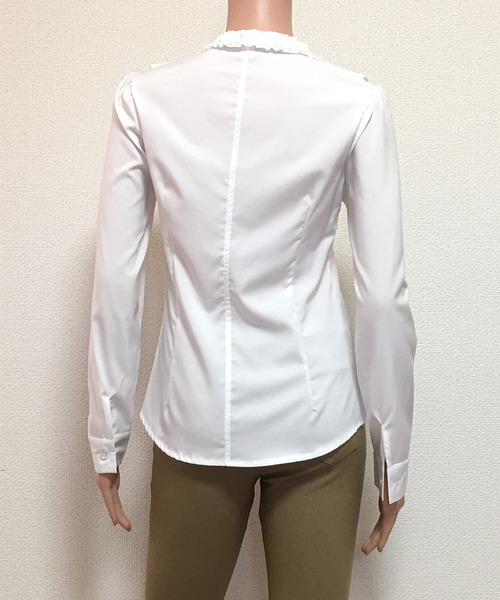 Lace Ladies（レースレディース）の「クルーネック長袖フリル付き無地ブラウス シャツ（シャツ/ブラウス・レディース・ホワイト・L/M/S/XL/XXL）」の18枚目の写真