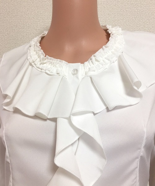 Lace Ladies（レースレディース）の「クルーネック長袖フリル付き無地ブラウス シャツ（シャツ/ブラウス・レディース・ホワイト・L/M/S/XL/XXL）」の19枚目の写真