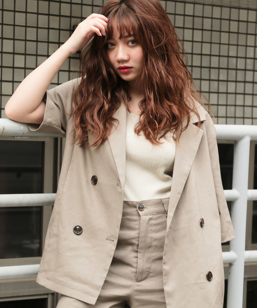 apres jour（アプレジュール）の「リネンミックスクロスジャケット【ZOZOTOWN限定アイテム】（テーラードジャケット・レディース・モカ/ライトベージュ・フリー）」の4枚目の写真