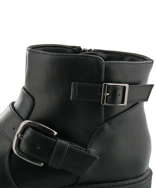 byあしながおじさん（バイアシナガオジサン）の「〈ｂｙあしながおじさん〉ショートエンジニアブーツ（ブーツ・レディース・ブラック/ダークブラウン/ブラック系その他・LL/S/M/L）」の11枚目の写真