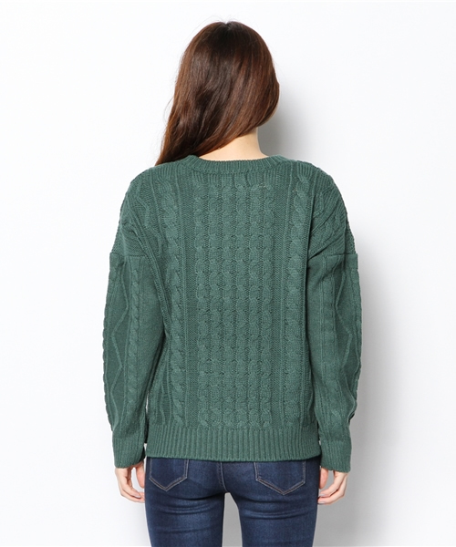 WEGO（ウィゴー）の「WEGO/ケーブル編みニット（ニット/セーター・レディース・アイボリー/杢グレー/ダークグリーン/ネイビー/サックスブルー/ライトピンク・FREE）」の9枚目の写真