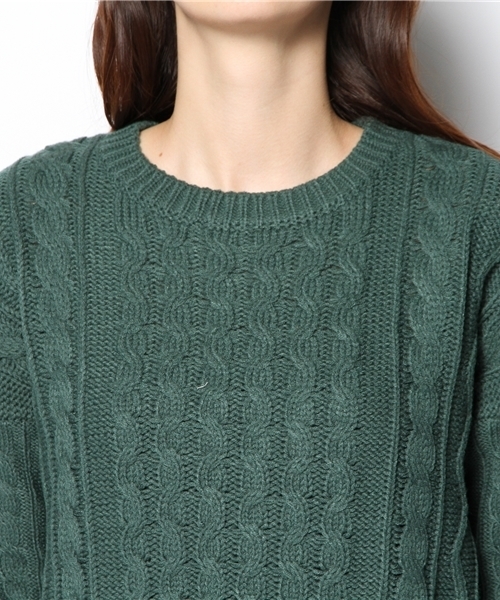 WEGO（ウィゴー）の「WEGO/ケーブル編みニット（ニット/セーター・レディース・アイボリー/杢グレー/ダークグリーン/ネイビー/サックスブルー/ライトピンク・FREE）」の10枚目の写真