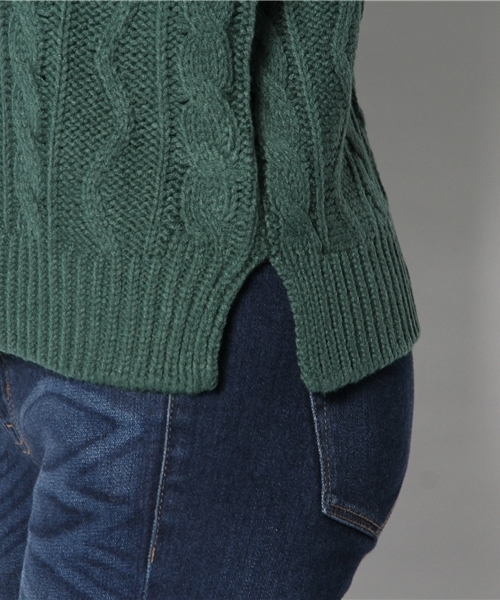WEGO（ウィゴー）の「WEGO/ケーブル編みニット（ニット/セーター・レディース・アイボリー/杢グレー/ダークグリーン/ネイビー/サックスブルー/ライトピンク・FREE）」の12枚目の写真