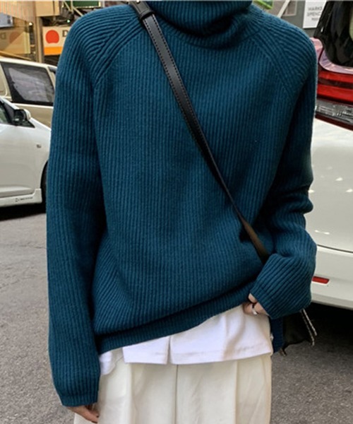 セール】レディース リブ編み中厚手タートルネックセーター(ニット セール】レディース リブ編み中厚手タートルネックセーター(ニット