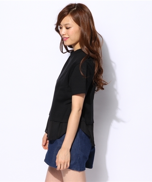 MOUSSY（マウジー）の「Shirt Layard TEE（Tシャツ/カットソー・レディース・ホワイト/ダークグリーン/ブラック・1/2）」の5枚目の写真