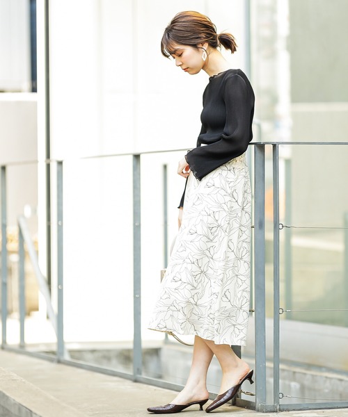 natural couture（ナチュラルクチュール）の「チューリップ柄スカート（スカート・レディース・アイボリー/オフホワイト/ブラック・FREE）」の20枚目の写真