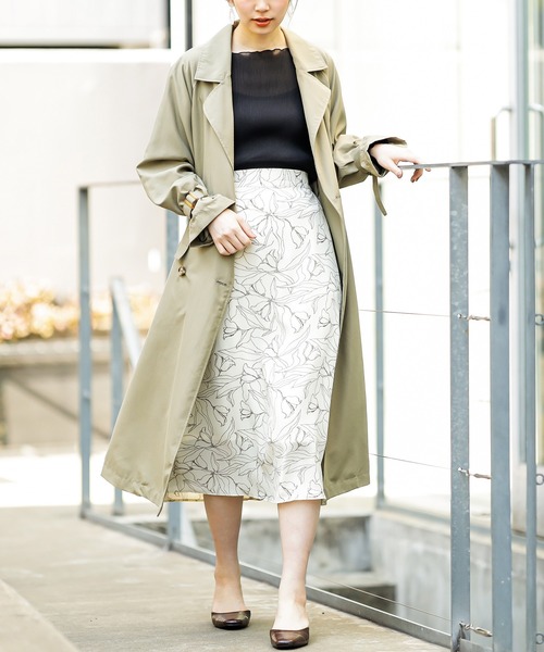 natural couture（ナチュラルクチュール）の「チューリップ柄スカート（スカート・レディース・アイボリー/オフホワイト/ブラック・FREE）」の19枚目の写真