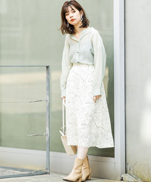 natural couture（ナチュラルクチュール）の「チューリップ柄スカート（スカート・レディース・アイボリー/オフホワイト/ブラック・FREE）」の17枚目の写真