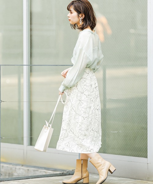 natural couture（ナチュラルクチュール）の「チューリップ柄スカート（スカート・レディース・アイボリー/オフホワイト/ブラック・FREE）」の16枚目の写真