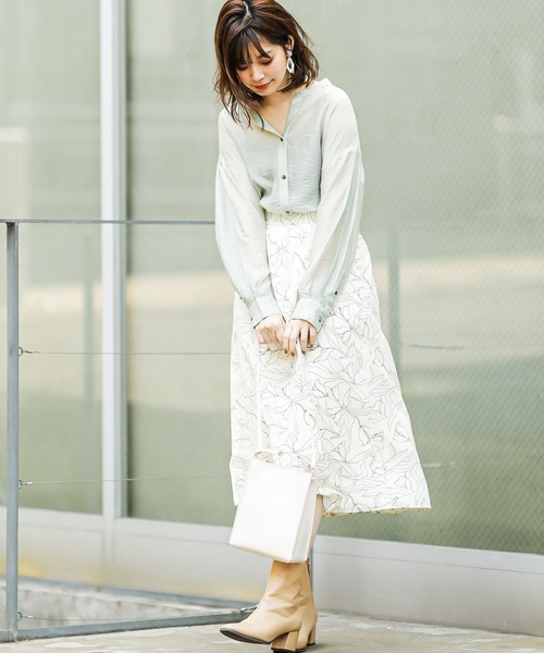 natural couture（ナチュラルクチュール）の「チューリップ柄スカート（スカート・レディース・アイボリー/オフホワイト/ブラック・FREE）」の15枚目の写真