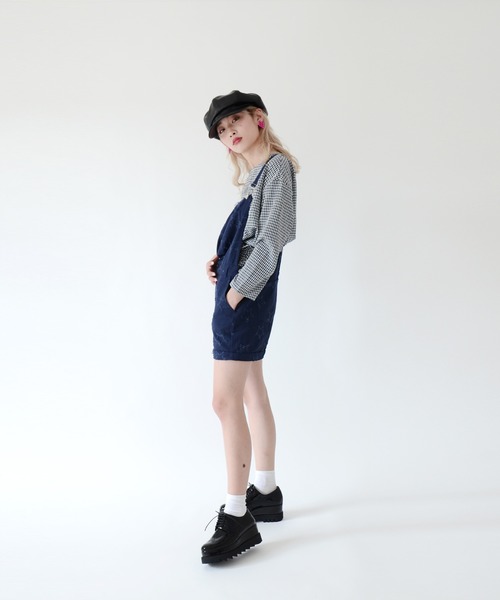 Narcissus(ナルシス)の「【PARIS】スター柄ショートサロペット(つなぎ/オールインワン)」|ブルー