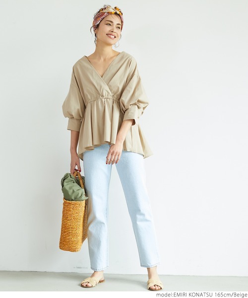 coca（coca）（コカ）の「ボリューム袖カシュクールブラウス（シャツ/ブラウス・レディース・ベージュ・ONE SIZE）」の7枚目の写真