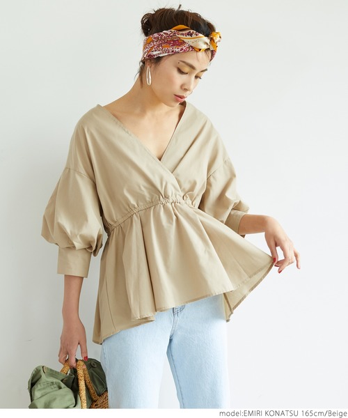 coca（coca）（コカ）の「ボリューム袖カシュクールブラウス（シャツ/ブラウス・レディース・ベージュ・ONE SIZE）」の11枚目の写真