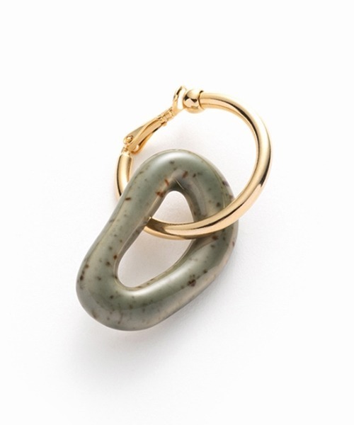 LAPUIS（ラピュイ）の「【Authentic Japan Made】Lapuis（ラピュイ）HASAMIパーツイヤリング（イヤリング・レディース・グレー/オフホワイト/ベージュ・FREE）」の5枚目の写真