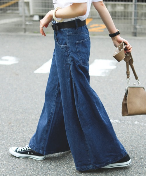 Fashion Letter（ファッションレター）の「ロング丈デニムバギーパンツ（デニムパンツ・レディース・ネイビー/ブルー・M/L）」の10枚目の写真