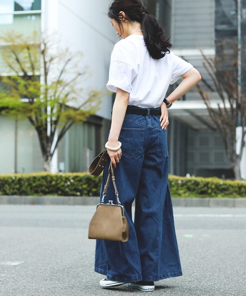 Fashion Letter（ファッションレター）の「ロング丈デニムバギーパンツ（デニムパンツ・レディース・ネイビー/ブルー・M/L）」の13枚目の写真