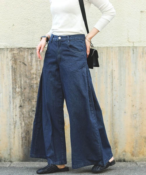 Fashion Letter（ファッションレター）の「ロング丈デニムバギーパンツ（デニムパンツ・レディース・ネイビー/ブルー・M/L）」の3枚目の写真