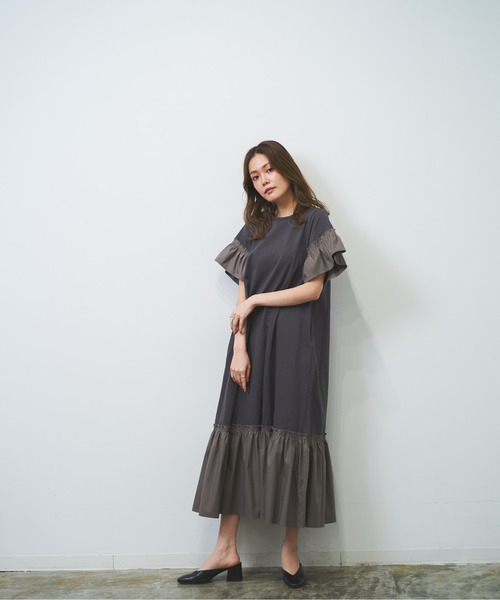 【WEB限定】異素材ドッキングカットワンピース