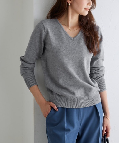 ネックが選べるプレミアムカシミヤタッチニット（ニット/セーター