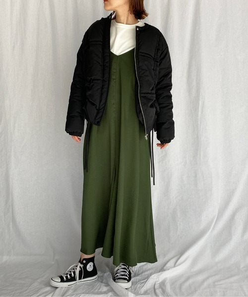 PICCIN(ピッチン)の「ギャザー中綿ジャケット(ブルゾン・レディース・ブラック/オフホワイト・M/L)」の7枚目の写真