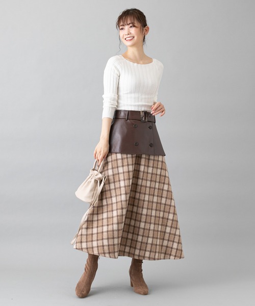 prose verse(プロズヴェール)の「トレンチレイヤード風スカート(スカート・レディース・ベージュ/グレー・フリ-)」の7枚目の写真