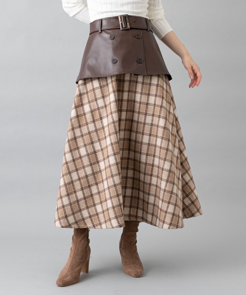 prose verse(プロズヴェール)の「トレンチレイヤード風スカート(スカート・レディース・ベージュ/グレー・フリ-)」の18枚目の写真