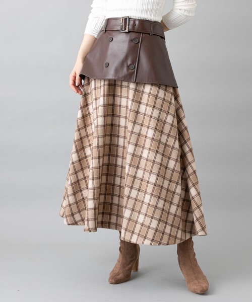 prose verse(プロズヴェール)の「トレンチレイヤード風スカート(スカート・レディース・ベージュ/グレー・フリ-)」の19枚目の写真