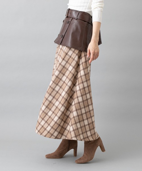 prose verse(プロズヴェール)の「トレンチレイヤード風スカート(スカート・レディース・ベージュ/グレー・フリ-)」の20枚目の写真