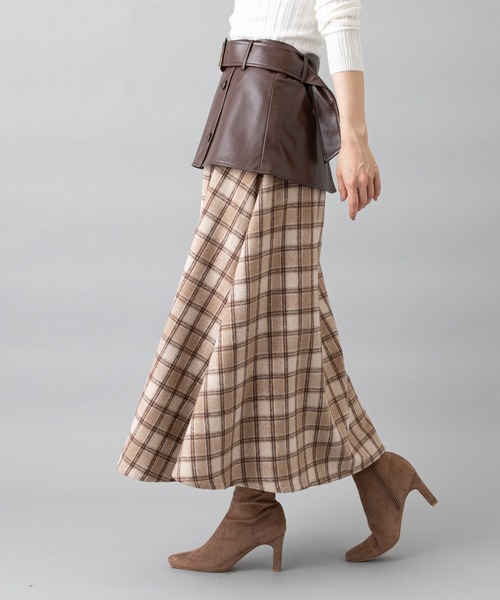 prose verse(プロズヴェール)の「トレンチレイヤード風スカート(スカート・レディース・ベージュ/グレー・フリ-)」の21枚目の写真