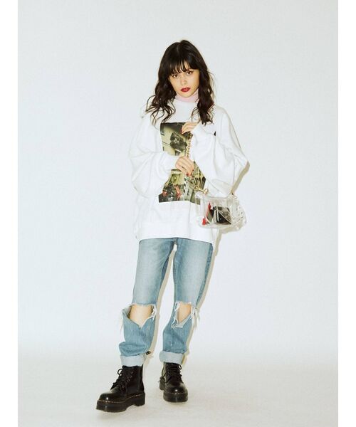 jouetie（ジュエティ）の「タートルレイヤードBIGプルオーバー（スウェット・レディース・オフホワイト/ブラック/ライトブルー・MEDIUM）」の14枚目の写真