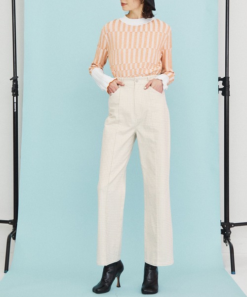 INella（イネラ）の「【INella(イネラ)】ジャガードセミフレアパンツ（その他パンツ・レディース・ホワイト/ブルー・1/2）」の12枚目の写真