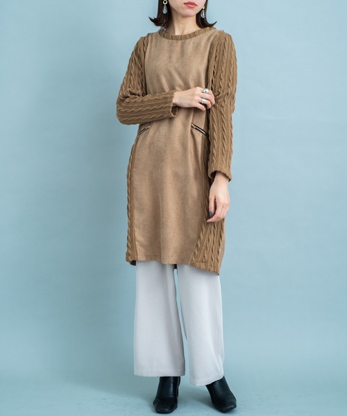 一枚で決まる Chez ケーブル スエード調ジップワンピース ワンピース Chez ワンピース Toi シェトワ のファッション