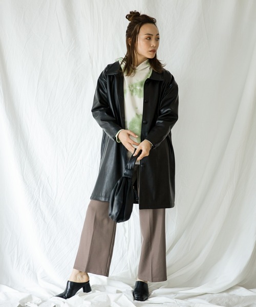 Auntie Rosa Holiday(アンティローザホリデー)の「フェイクレザーオーバージャケット(その他アウター・レディース・ナチュラル/ブラック・FREE)」の7枚目の写真