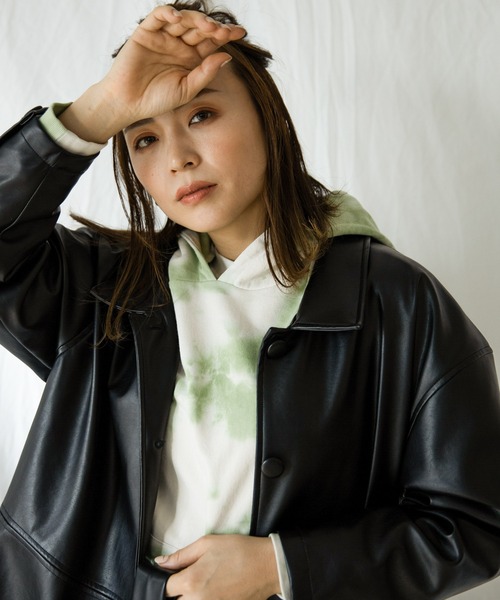 Auntie Rosa Holiday(アンティローザホリデー)の「フェイクレザーオーバージャケット(その他アウター・レディース・ナチュラル/ブラック・FREE)」の10枚目の写真