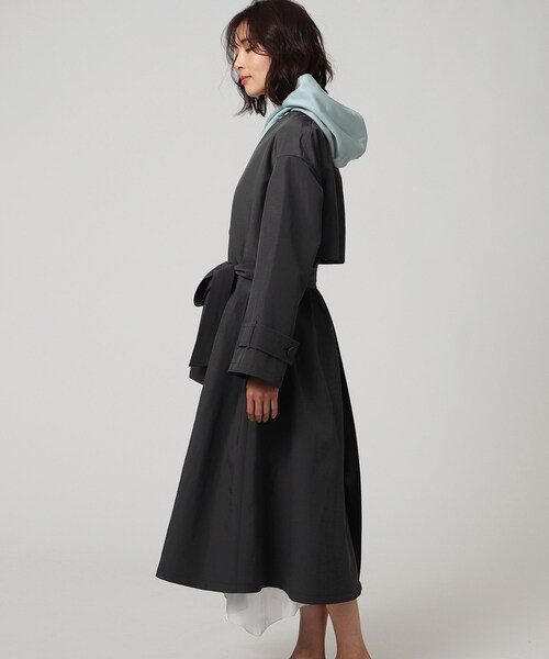極美品 UNTITLED アンタイトル レーヌモッサーノーカラーコート グリーン ◇【1着は欲しい、きれいめ定番コート！】ノーカラー ロング