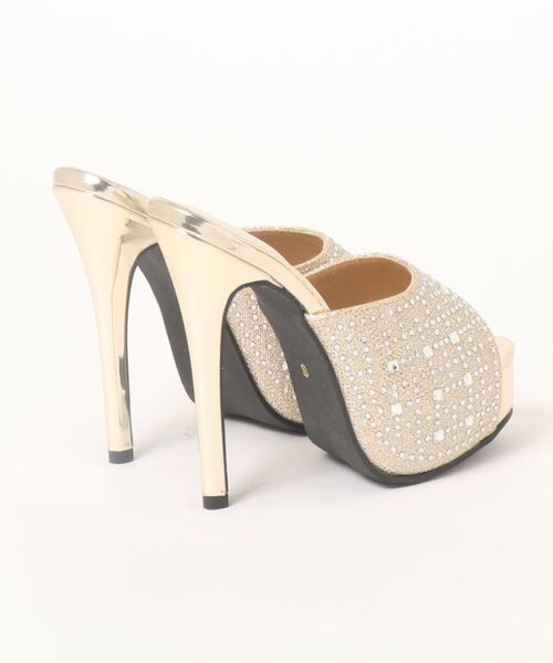 Elvis Luce（エルビスルーチェ）の「ElvisLuce(エルビスルーチェ) ラインストーン付きピンヒール ミュール（パンプス・レディース・ゴールド/ブラック/シルバー・LL/M/L/S）」の5枚目の写真