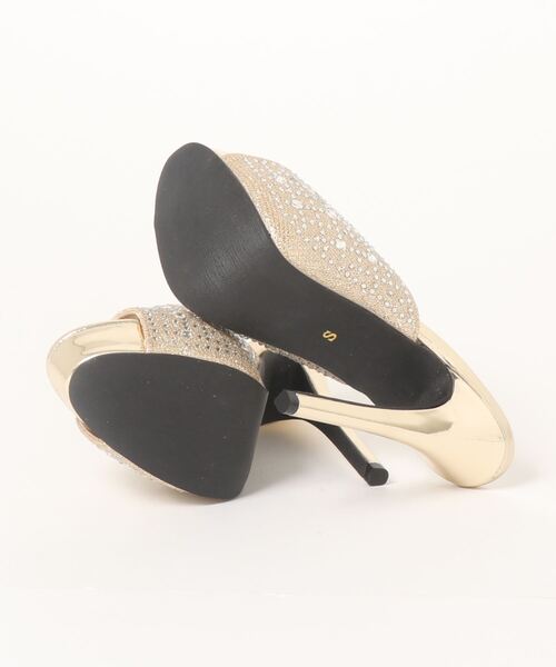 Elvis Luce（エルビスルーチェ）の「ElvisLuce(エルビスルーチェ) ラインストーン付きピンヒール ミュール（パンプス・レディース・ゴールド/ブラック/シルバー・LL/M/L/S）」の4枚目の写真