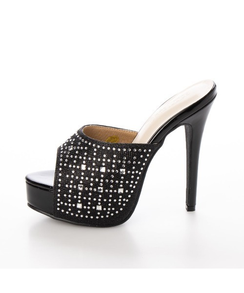 Elvis Luce（エルビスルーチェ）の「ElvisLuce(エルビスルーチェ) ラインストーン付きピンヒール ミュール（パンプス・レディース・ゴールド/ブラック/シルバー・LL/M/L/S）」の6枚目の写真