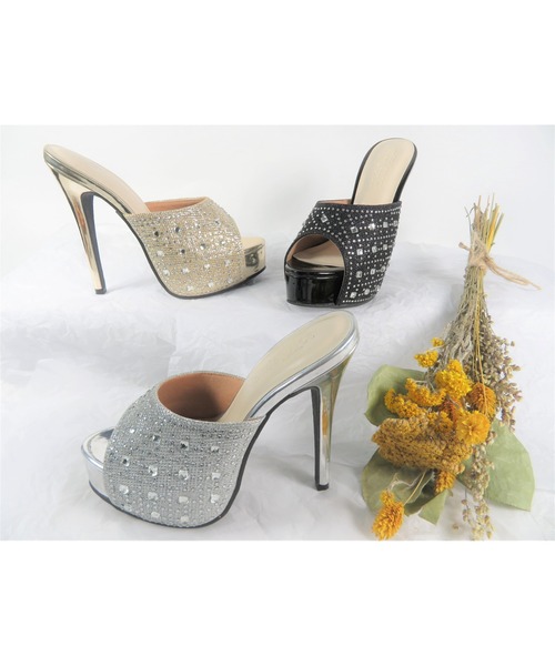 Elvis Luce（エルビスルーチェ）の「ElvisLuce(エルビスルーチェ) ラインストーン付きピンヒール ミュール（パンプス・レディース・ゴールド/ブラック/シルバー・LL/M/L/S）」の21枚目の写真