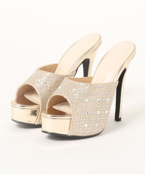 Elvis Luce（エルビスルーチェ）の「ElvisLuce(エルビスルーチェ) ラインストーン付きピンヒール ミュール（パンプス・レディース・ゴールド/ブラック/シルバー・LL/M/L/S）」の18枚目の写真