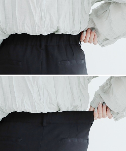 reca（レカ）の「ダブルタックセンタープレススラックスパンツ（スラックス・レディース・グレイッシュベージュ/ブラック/ライトベージュ・L/M）」の9枚目の写真