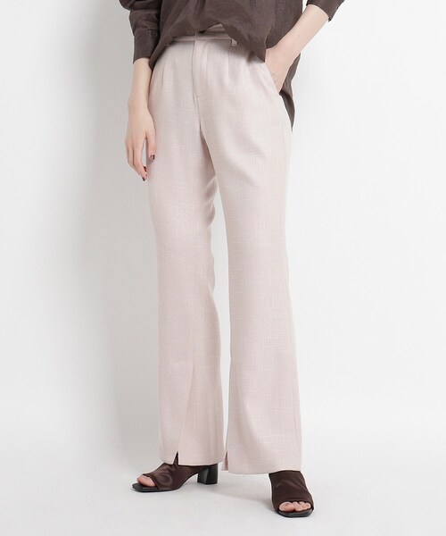 JET（ジェット）の「◆【ウォッシャブル】リネン調ストレッチフレアパンツ（その他パンツ・レディース・ダークブラウン/ライトベージュ/ブラック・02/04）」の3枚目の写真