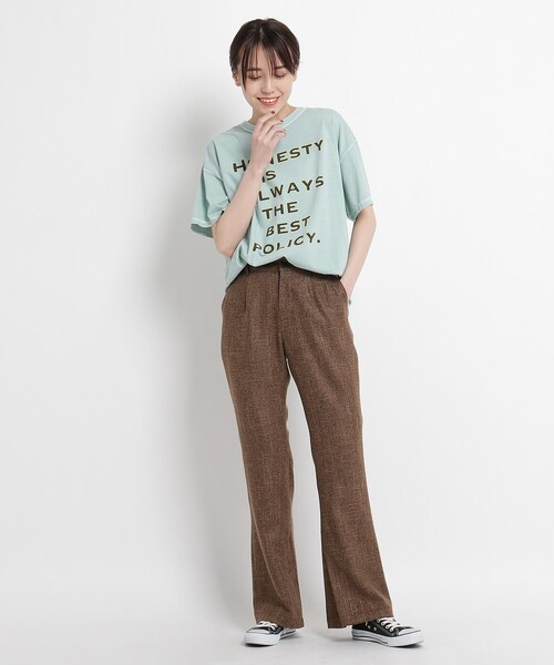 JET（ジェット）の「◆【ウォッシャブル】リネン調ストレッチフレアパンツ（その他パンツ・レディース・ダークブラウン/ライトベージュ/ブラック・02/04）」の6枚目の写真