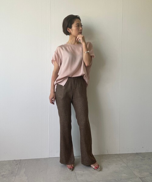 JET（ジェット）の「◆【ウォッシャブル】リネン調ストレッチフレアパンツ（その他パンツ・レディース・ダークブラウン/ライトベージュ/ブラック・02/04）」の16枚目の写真