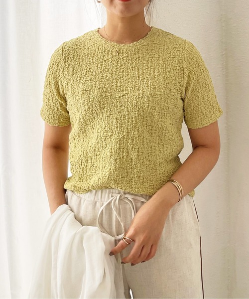 Shelly island（シェリーアイランド）の「コンパクトクラッシュジャガードカットソー（Tシャツ/カットソー・レディース・ホワイト/ブラック/イエロー/パープル・FREE）」の5枚目の写真